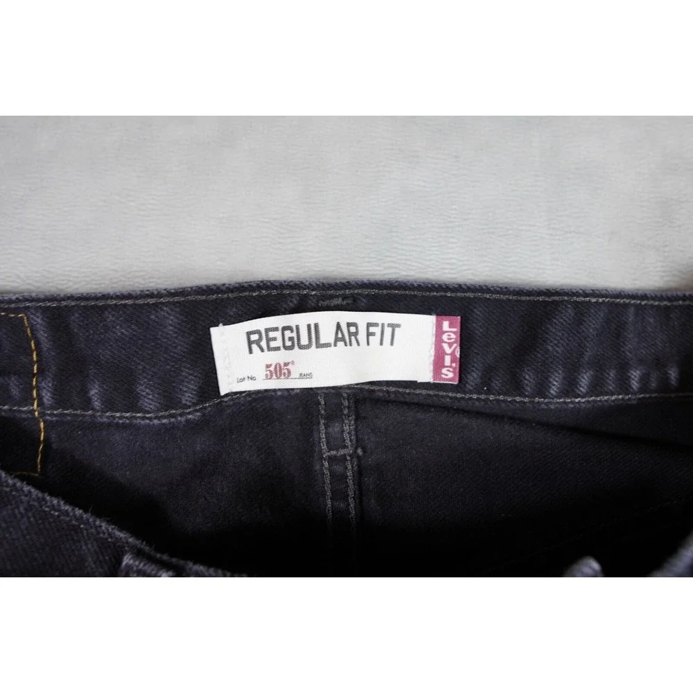 Levis 505 Jeans Mens‎ Size 36 x 30 Black Cotton Denim Straight Fit